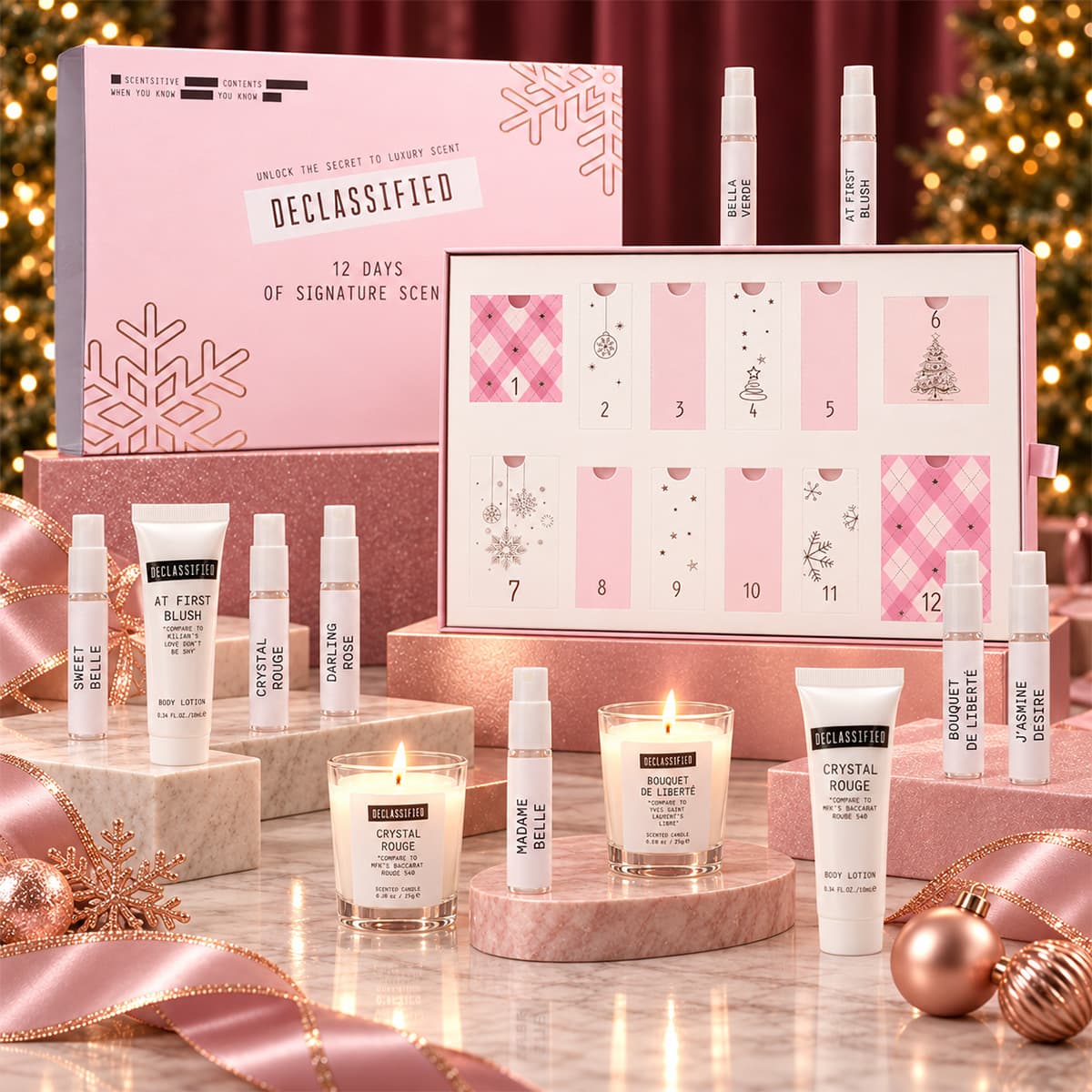 Women's Calendar Set 3ml EDP × 8 + 10g Body Lotion × 2 + 25g Candle × 2